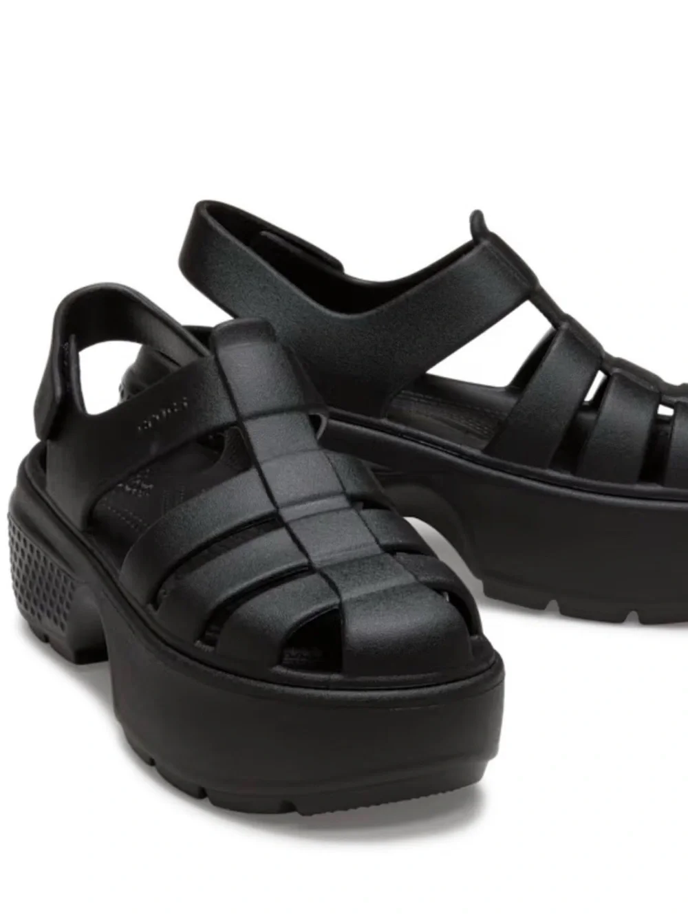 CROCS Black Platform Fisherman Clog Sandals